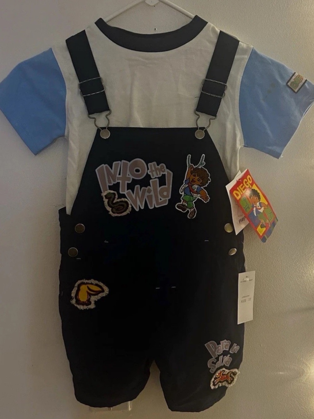 Diego/Dora The Explorer y2k VTG Nick jr 2pc Overalls Outfit toddler size 3T 2003